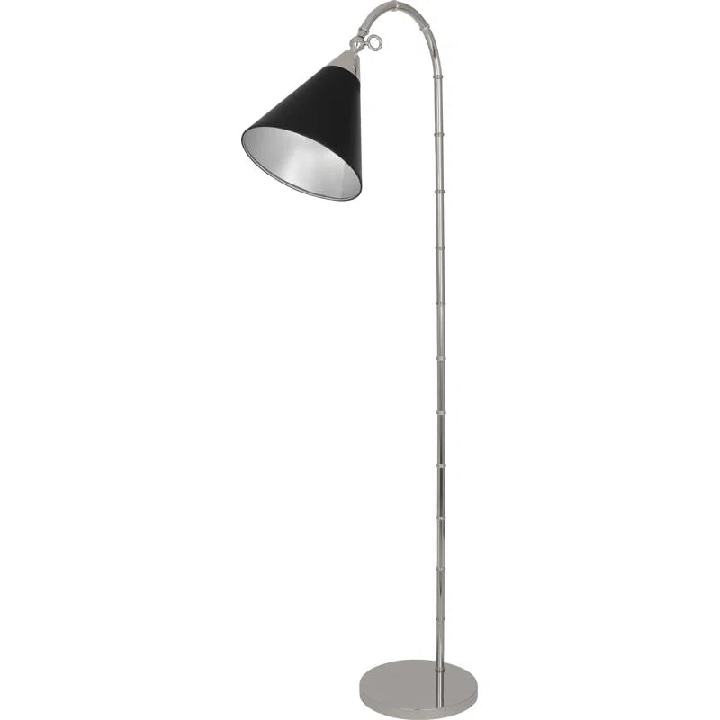 Polished Nickel 63" Arched Floor Lamp with Edison 3-Way Switch