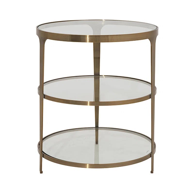 Contemporary Vienna 22" Gold Metal & Glass Round End Table