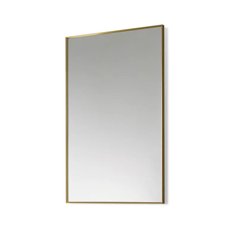 Elegant Sassi 24" Brushed Gold Aluminum Rectangular Vanity Mirror