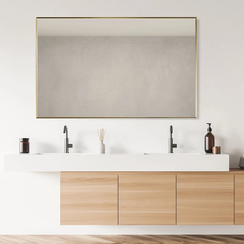 Elegant Rectangular 48" Brushed Gold Aluminum Bathroom Vanity Mirror