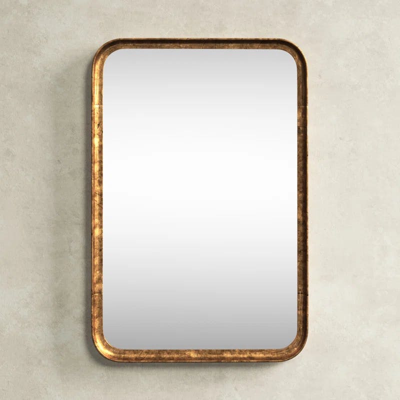 Elegant Rectangular Silver and Gold Leaf Dresser Mirror