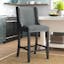 Elegant Gray Upholstered Counter Stool with Nailhead Trim