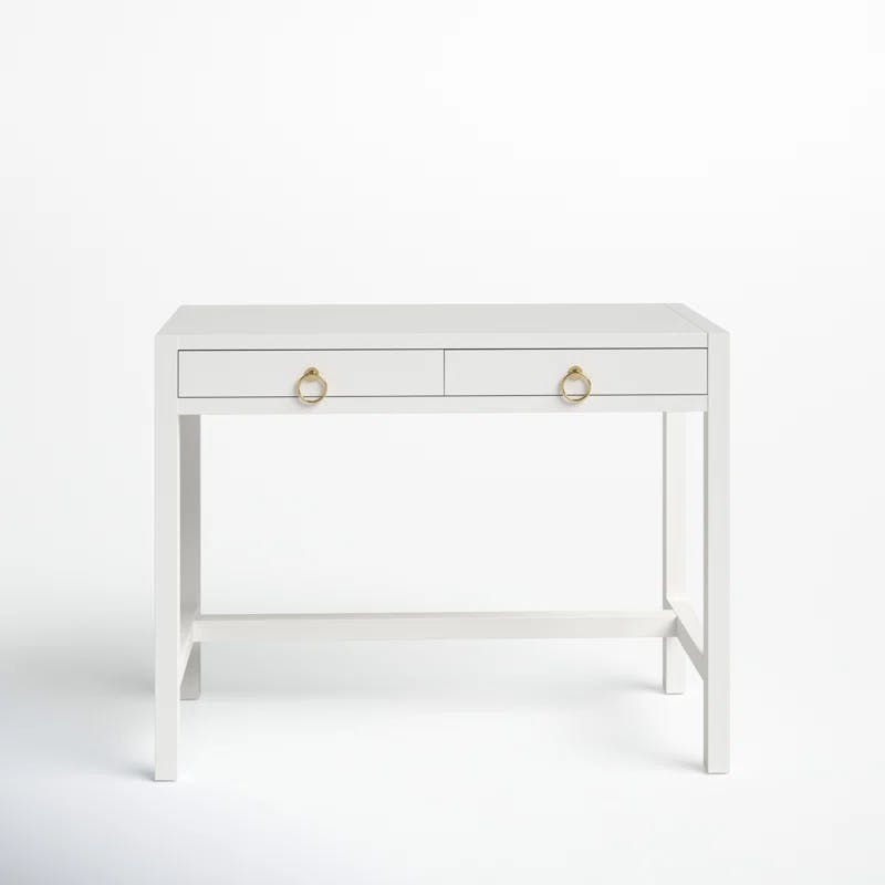 Elin Contemporary White Wood Writing Desk with Drawers