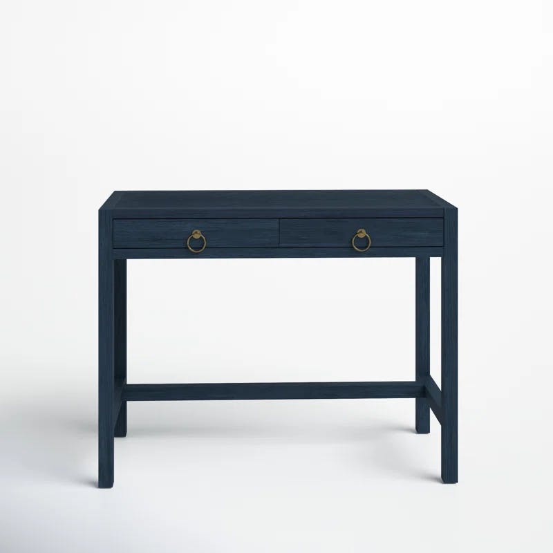 Elin 116'' Navy Minimalist Wood Writing Desk with Drawers