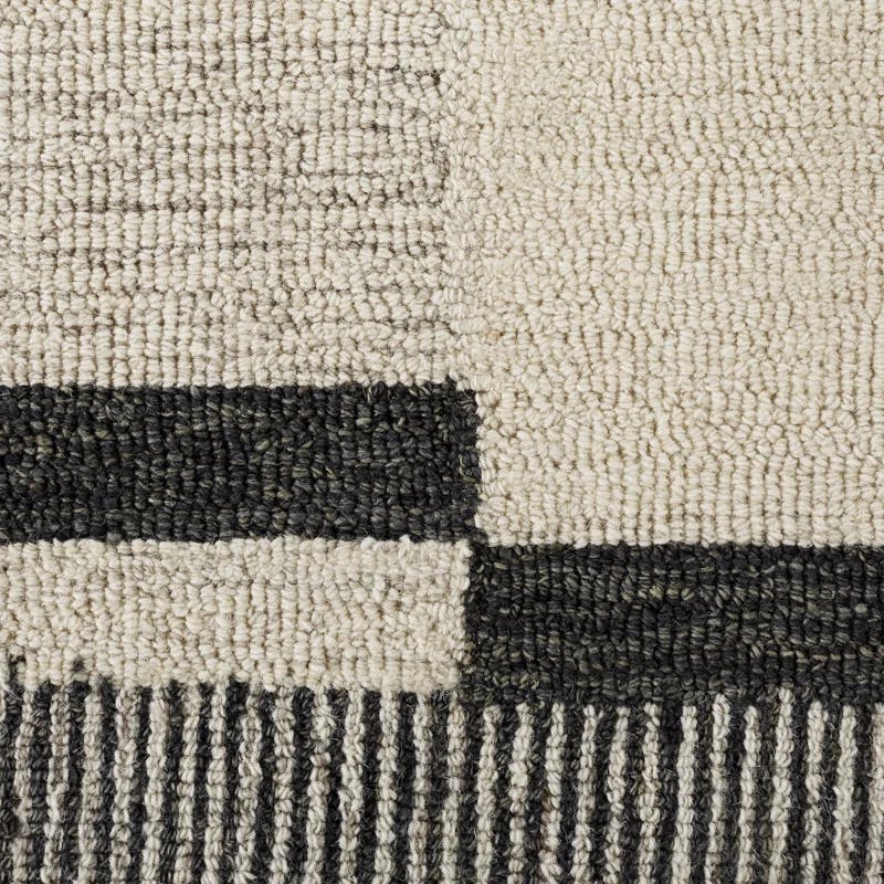 Uptown Hand-Tufted Black and Cream Wool Runner Rug 2'6" x 10'