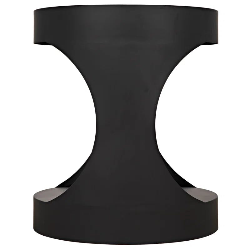 Eclipse 22" Round Metal Pedestal Side Table with Open Shelf
