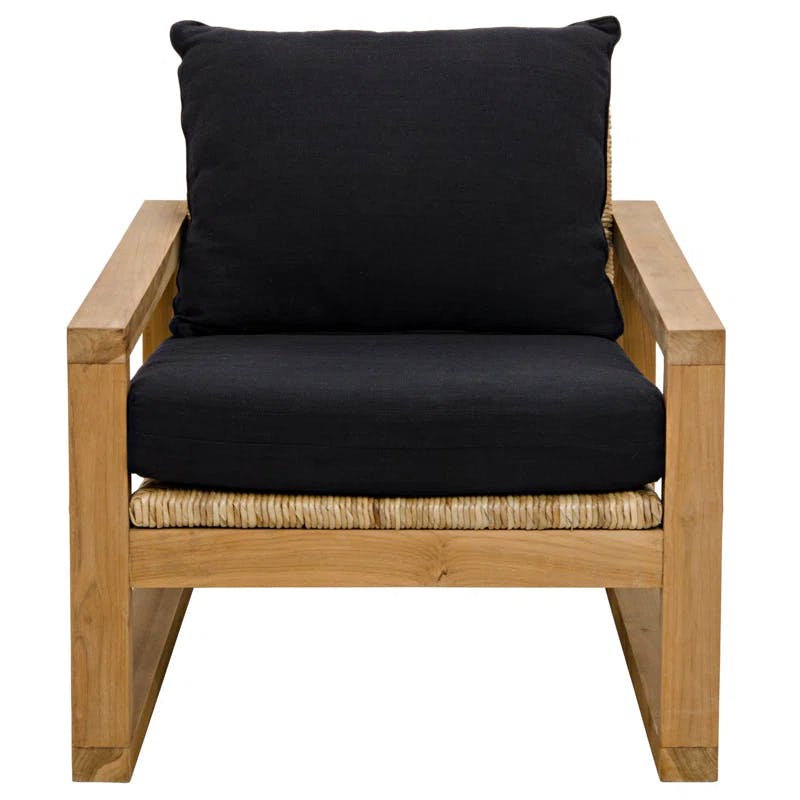 Regine Handcrafted Black Teak Wood Accent Chair