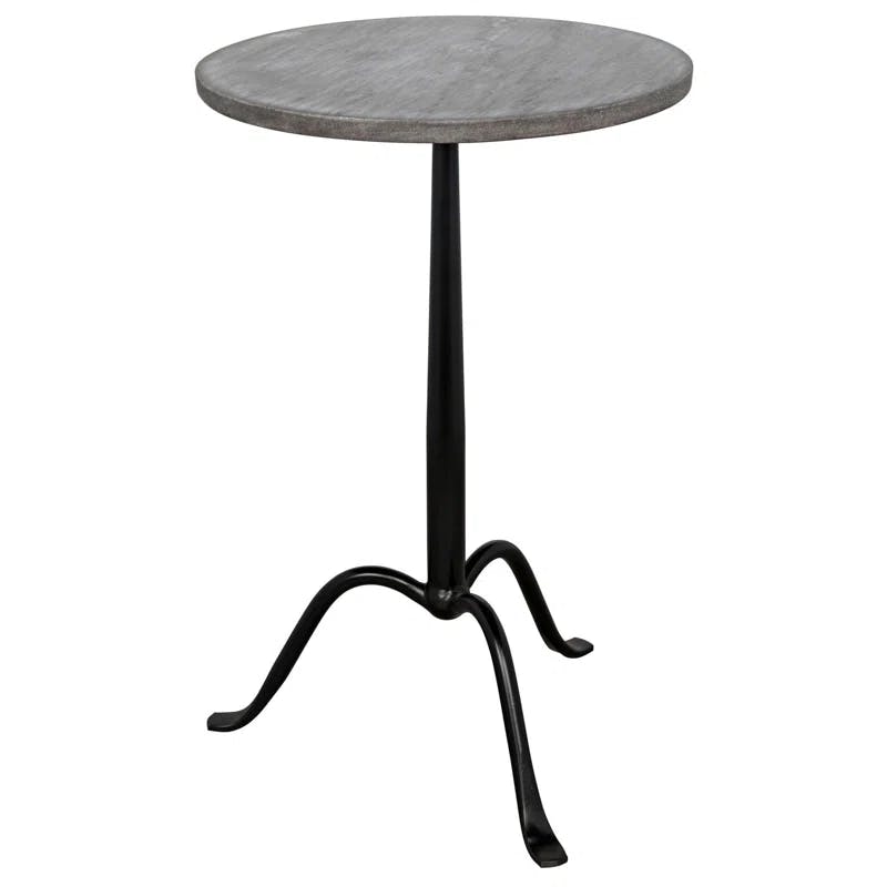 Cosmopolitan Black and Gray Marble Round Side Table
