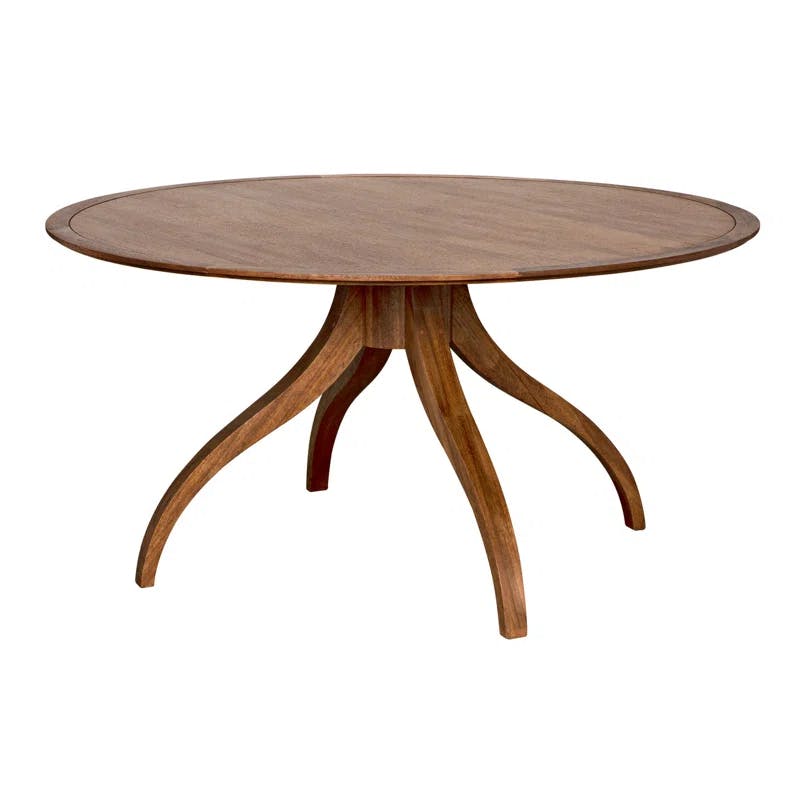 Transitional Solid Wood 60" Round Dining Table for Six