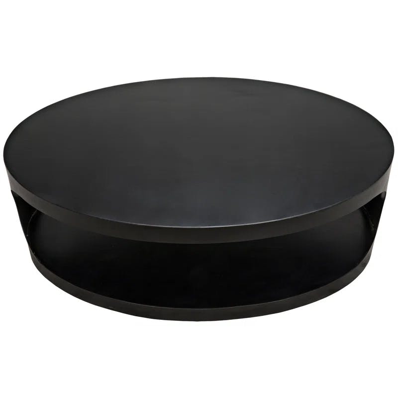 Eclipse Oval 29" Metal Coffee Table with Hourglass Accents