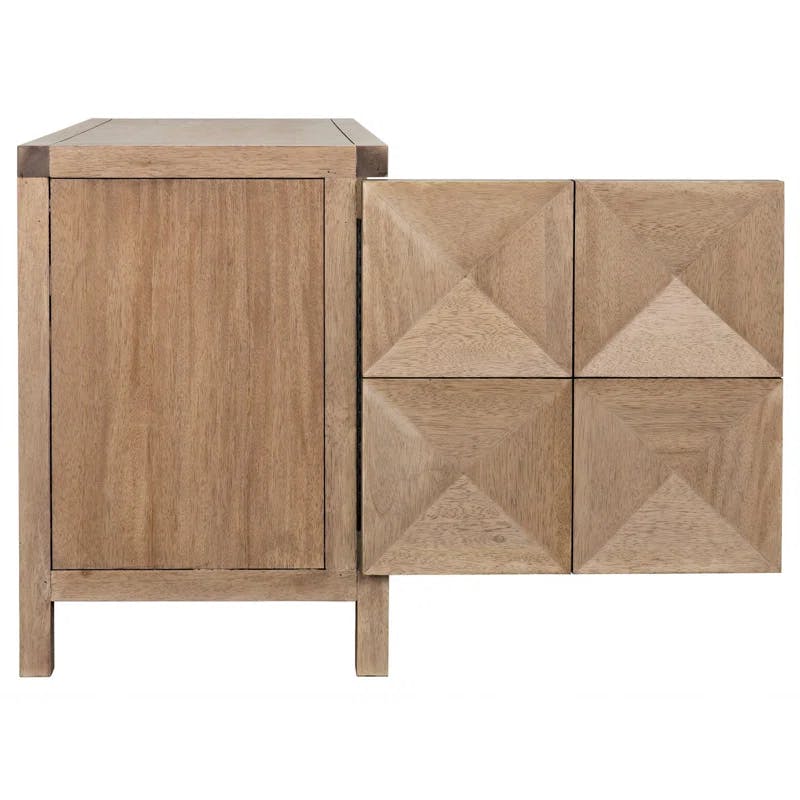 Quadrant 52'' Concave Diamond Pattern Solid Wood Sideboard in Washed Walnut