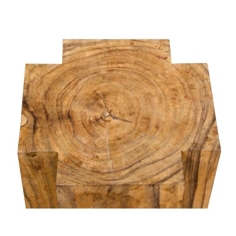 Haru Hand-Carved Teak 13" Square Cross-Shaped Side Table