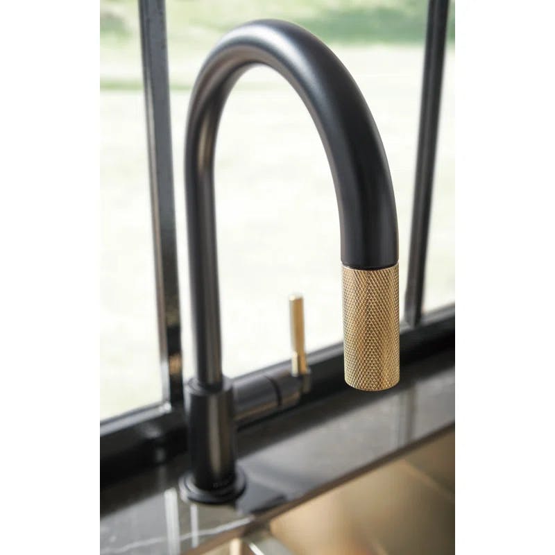 Modern 16" Stainless Steel Kitchen Faucet with Pull-out Spray