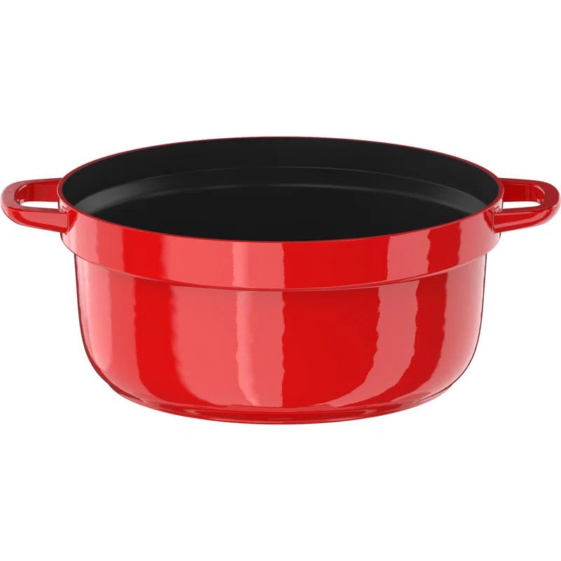 6-Quart Enameled Cast Iron Electric Hot Pot with Precision Control, Red