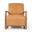 Contemporary Palermo Butterscotch Leather Accent Chair with Solid Oak Arms
