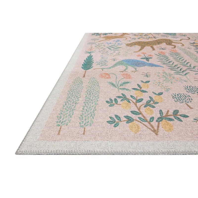 Blush Square Synthetic Rug with Cotton Backing 3'9" x 5'9"