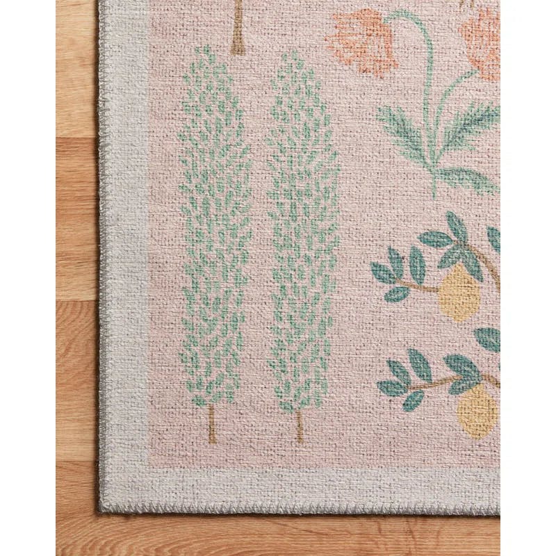 Blush Square Synthetic Rug with Cotton Backing 3'9" x 5'9"