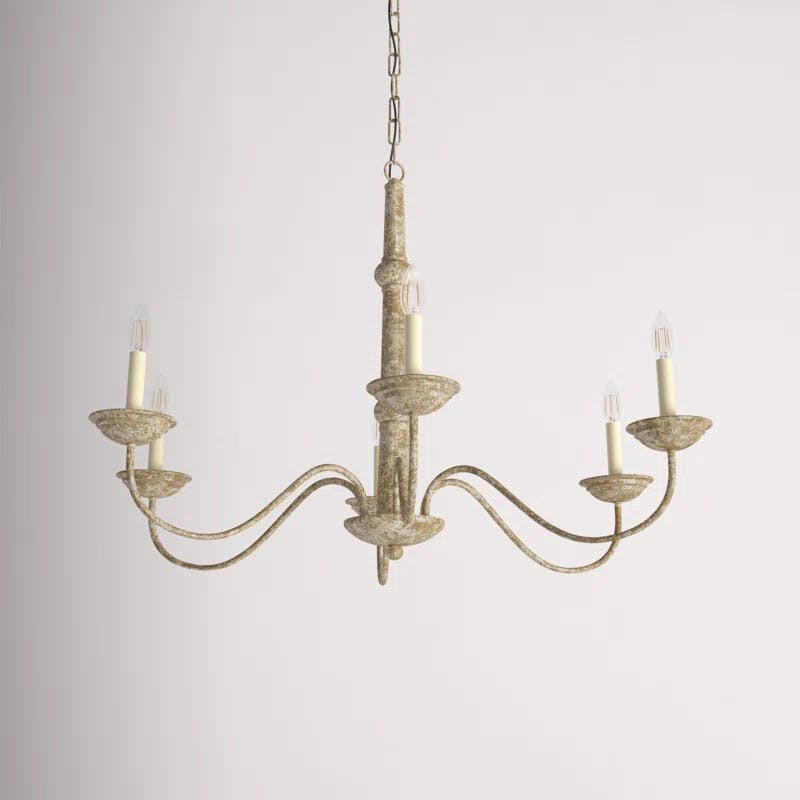 Merritt Weathered Dove 6-Light Traditional Taper Candle Chandelier