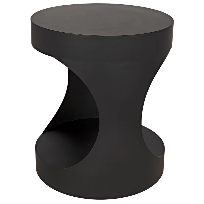 Eclipse 22" Round Metal Pedestal Side Table with Open Shelf