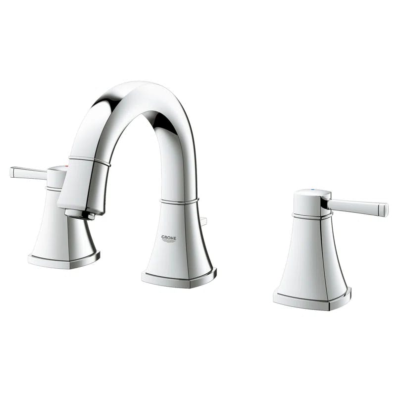 Grandera Polished Chrome 7.25'' High Two-Handle Widespread Bathroom Faucet