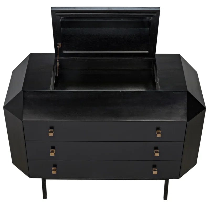 Rhiana Vintage-Inspired Hand-Rubbed Black Mahogany Accent Chest