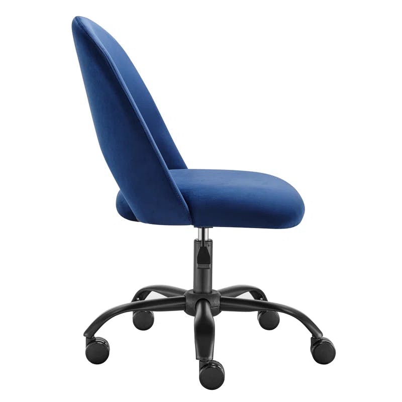 Gregor Swivel Task Chair in Blue Velvet with Steel Base
