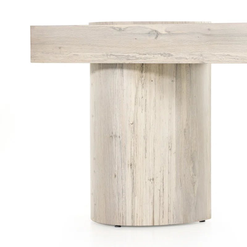 Elegant Bleached Oak Rectangular Console Table, 72" White