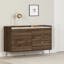 Elegant 6-Drawer Double Dresser in Natural Walnut with Brass Accents