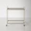 Satin Nickel Rectangular Bar Cart with Glass Shelves and Storage