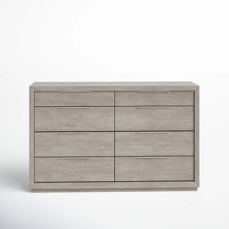 Eloise Modern Gray 8-Drawer Dresser with Nickel Accents
