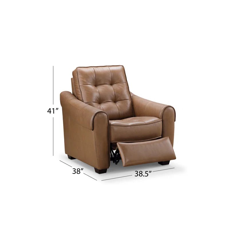 Elliot Camel Top Grain Leather Power Recliner with USB Port
