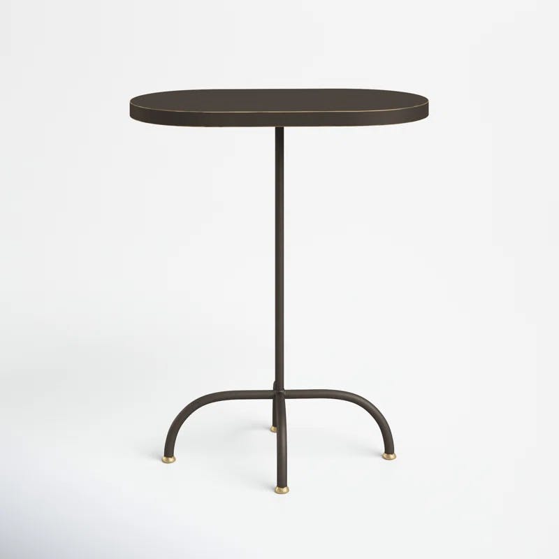 Oval MDF and Iron End Table with Gold and Black Finish