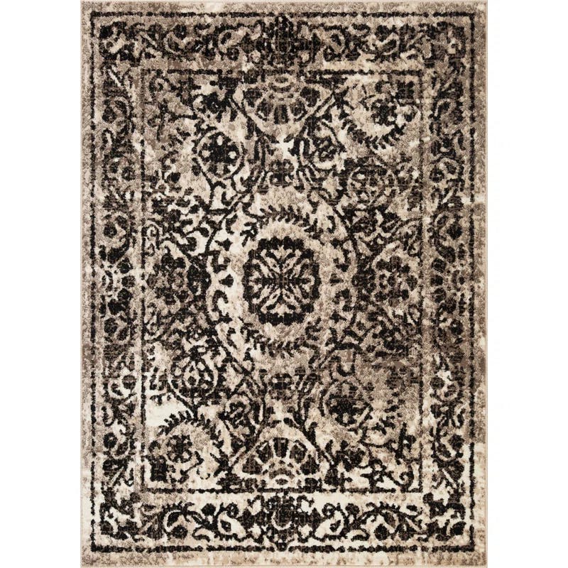 Reversible Black Synthetic 5' x 7' Easy-Care Area Rug