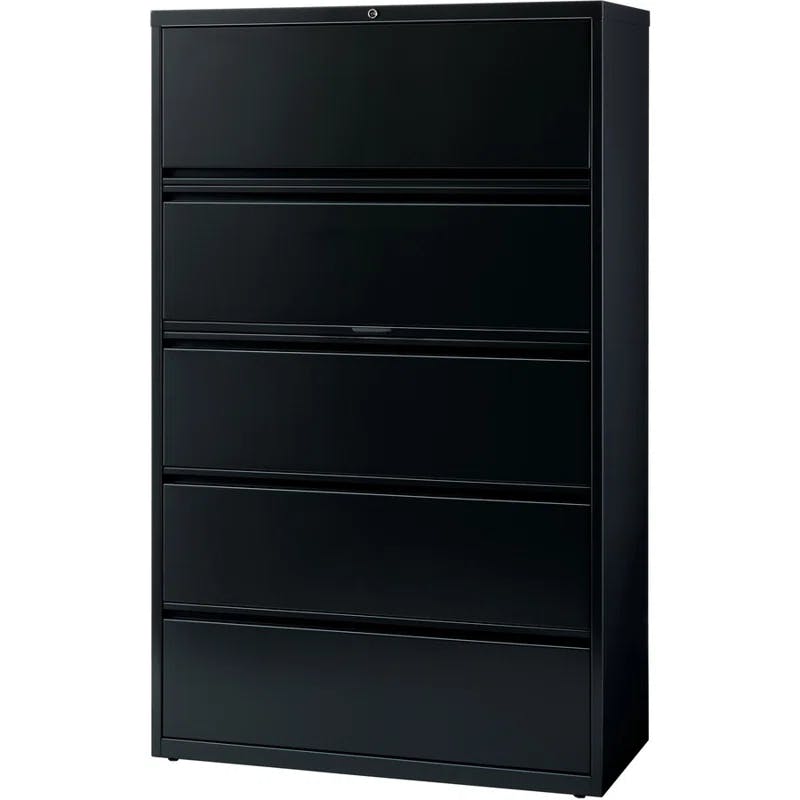 Essential 42'' Black Steel 5-Drawer Legal Size Lateral File Cabinet