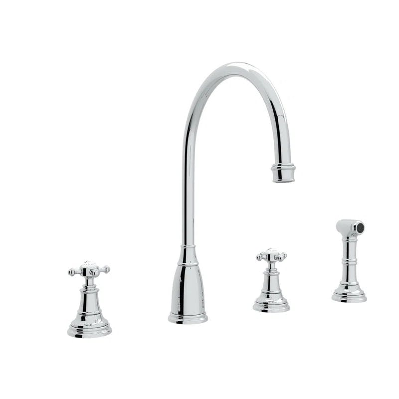 Modern Deck Mounted Polished Nickel Kitchen Faucet with Side Spray