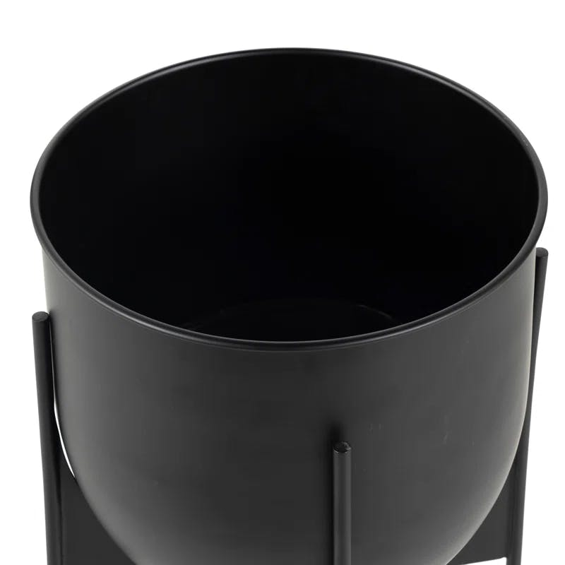 Elroy Sleek Black Iron Indoor/Outdoor Planter, 15"x30.5"