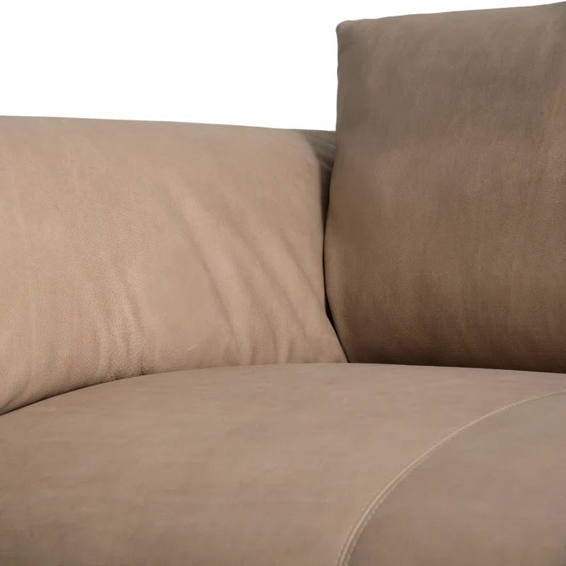 Heritage Taupe Leather Reclining Sofa with Pillow-top Arms