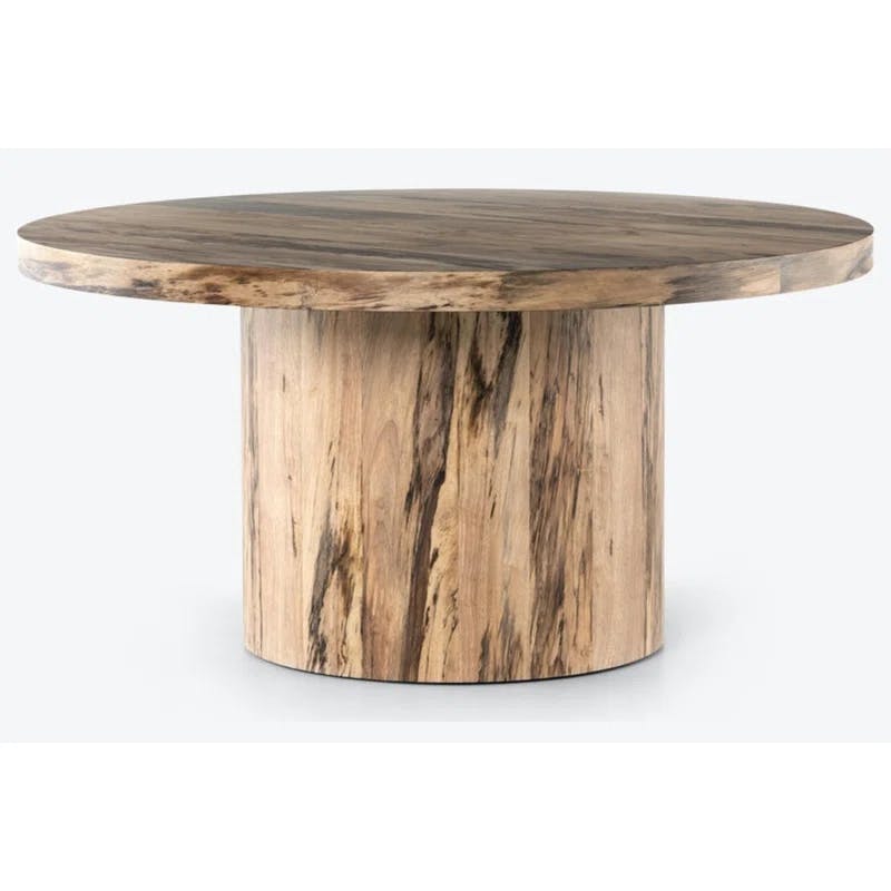 Contemporary Walnut Round Pedestal Dining Table, 60"