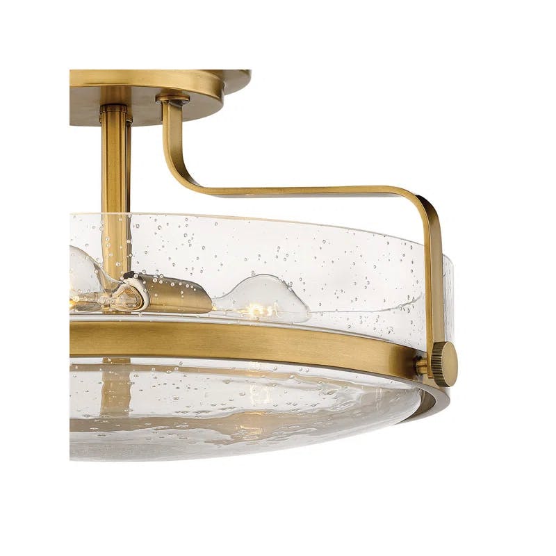 Harper Heritage Brass Large Semi-Flush Mount with Clear Seedy Glass