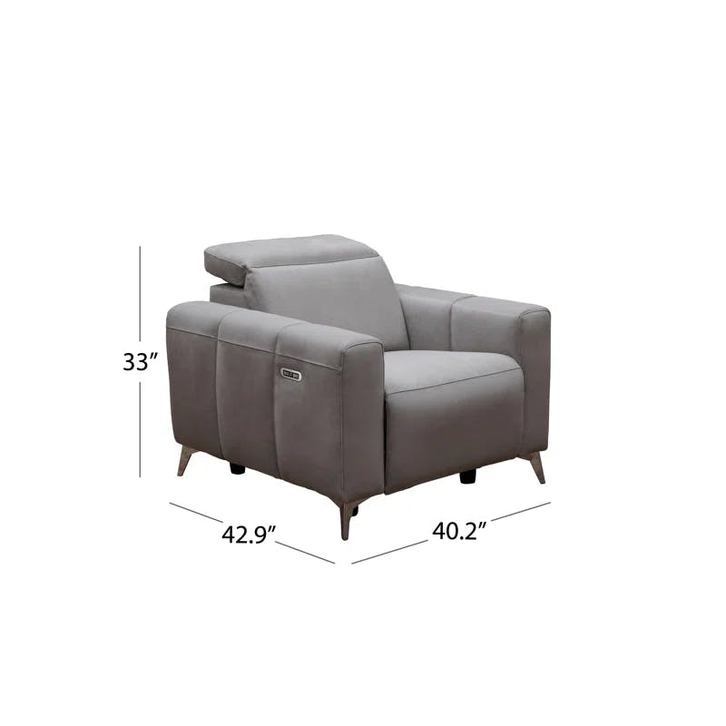 Archer 43'' Gray Polyester Wood Power Recliner with USB