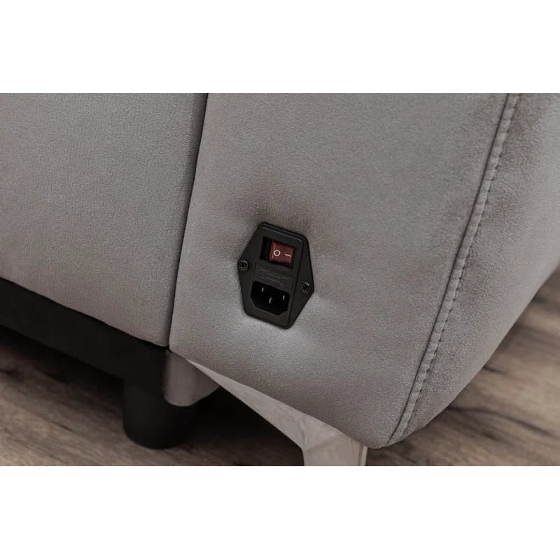 Archer 43'' Gray Polyester Wood Power Recliner with USB