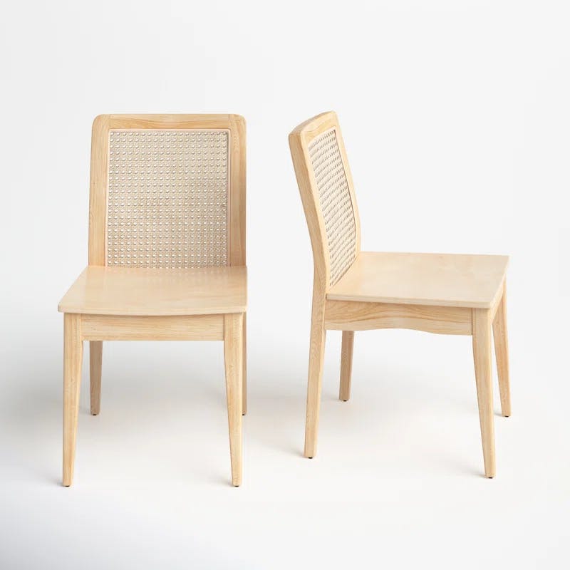 Montclair Coastal Brown Rattan Cane Side Chair, Set of 2