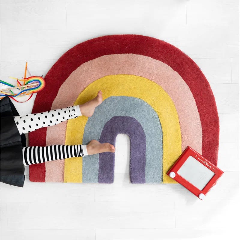 Nico's Rainbow Wonderland 30x39 Wool Kids Playroom Rug