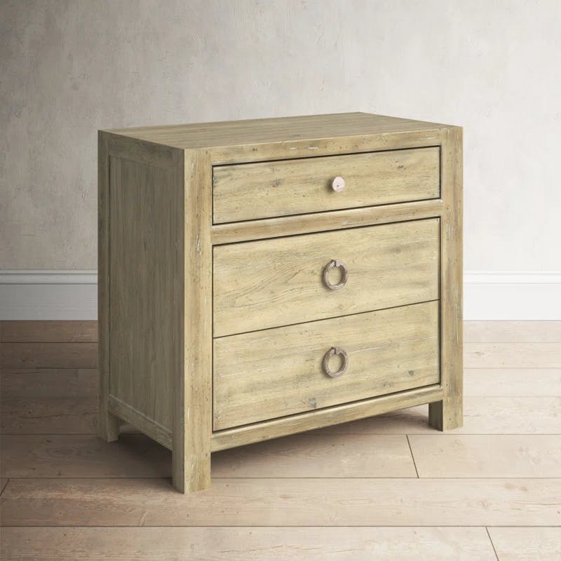 Anders Rustic 3-Drawer Wood Dresser with Artisanal Diamond Design