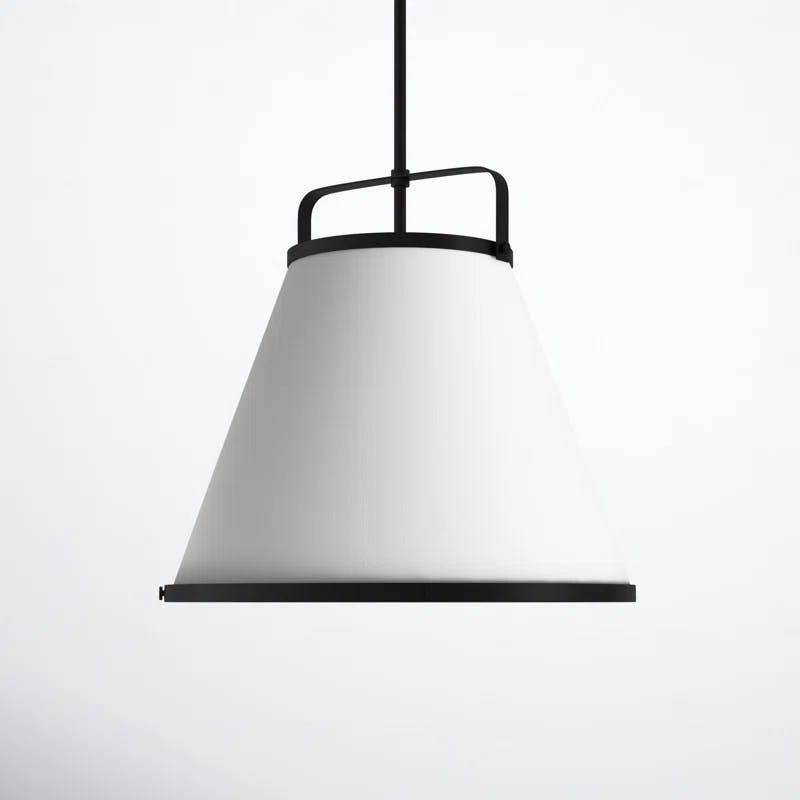 Elegant Lexi Black 3-Light Large Pendant with Off-White Textured Shade