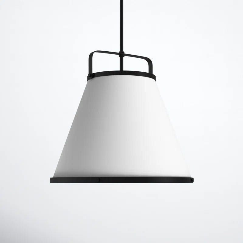 Elegant Lexi Black 3-Light Large Pendant with Off-White Textured Shade