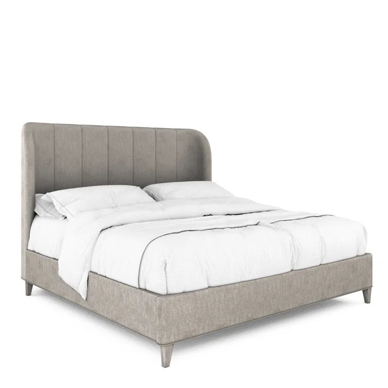 Transitional Gray Upholstered California King Shelter Bed