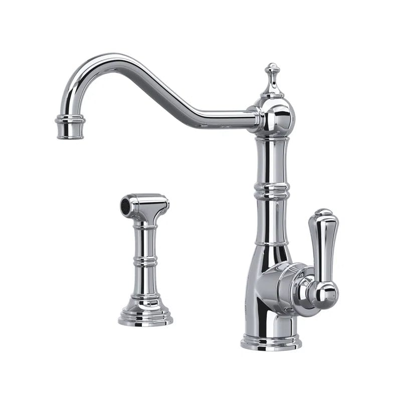 Elegant Polished Nickel Single-Handle Kitchen Faucet with Side Spray
