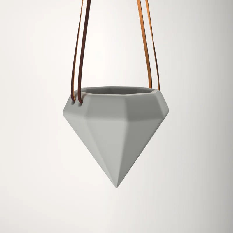 Elysian Glam Modern Light Gray Ceramic Cone Hanging Planter