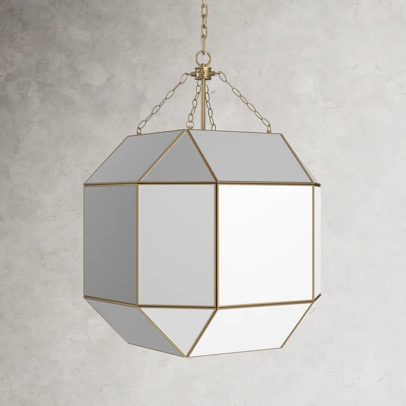 Satin Brass Contemporary Jar Lantern with Glass Accents